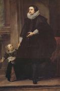 Anthony Van Dyck Portrait d'un homme de qualite et d'un enfant painting